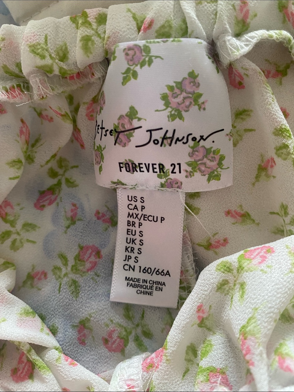 Betsey Johnson Cream Floral Lace-Trim Sleep Shorts in Pink & Green - Picture 2 of 4